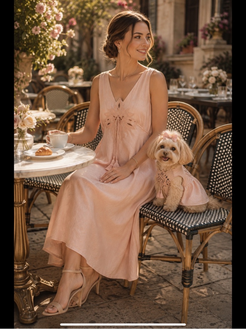 Adrianna Papell Woman 18W Blush Pink Linen Blend Embroidered Midi Dress Plus - Picture 16 of 16